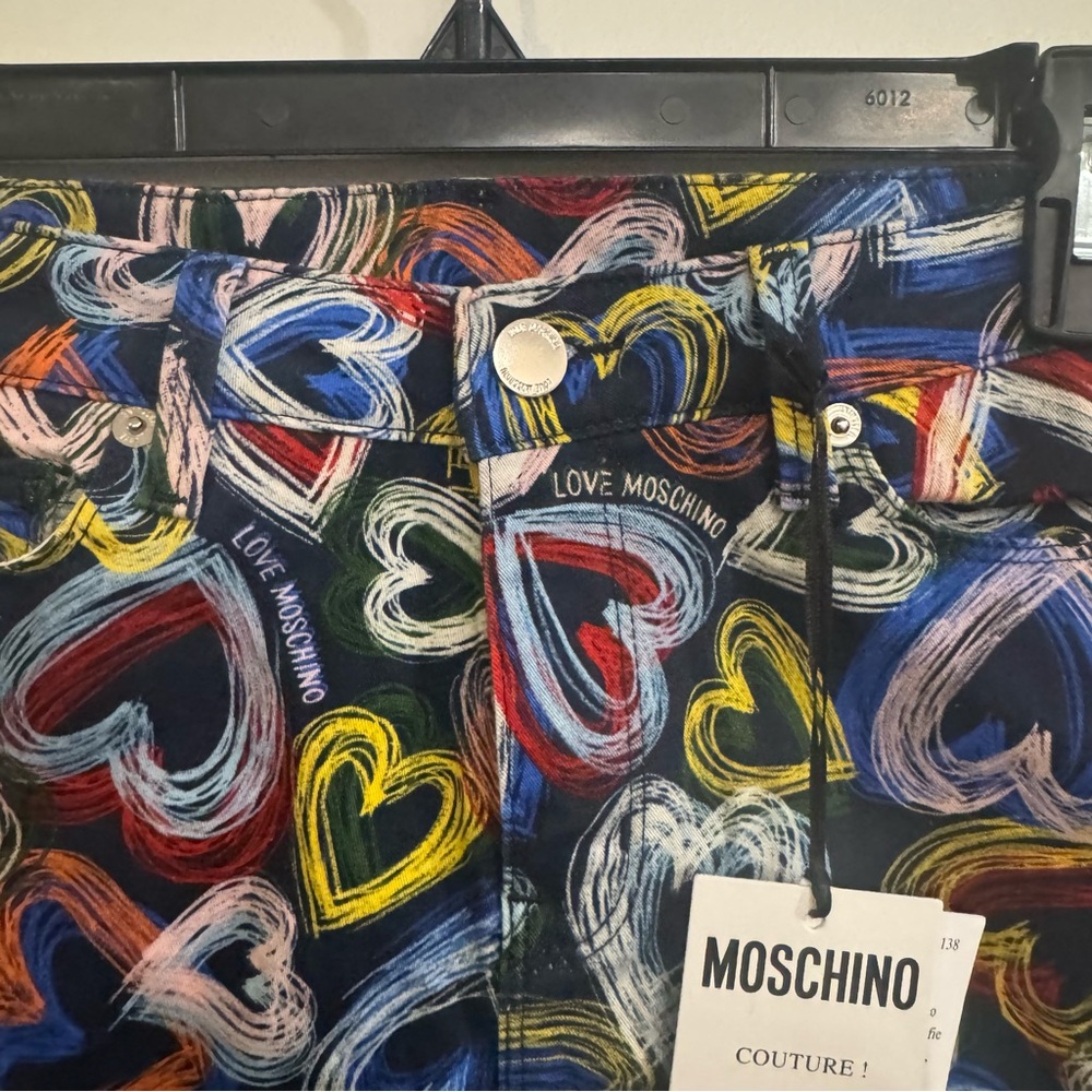 Moschino Scribble Heart Printed Multicolor Skinny Jeans - Picture 5 of 13